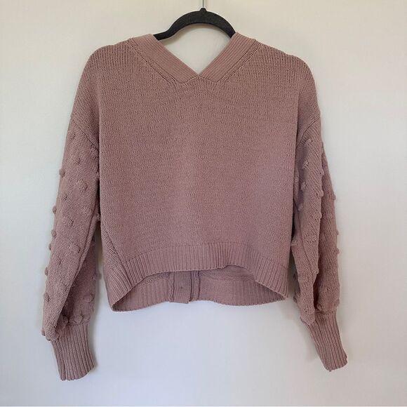 Moon & Madison Knit Bubble Polka Dot Sleeve Crop Cardigan L - Picture 8 of 14